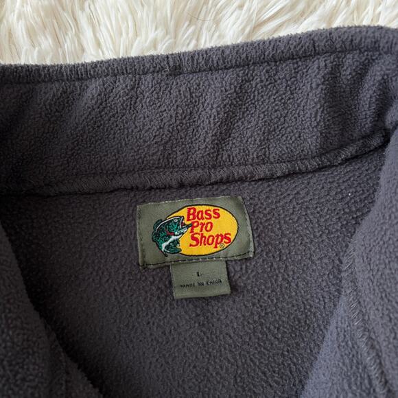 Bass Pro Shops Men's 1/4 Zip Gray Fleece Embroidered Logo, size L - Picture 3 of 7